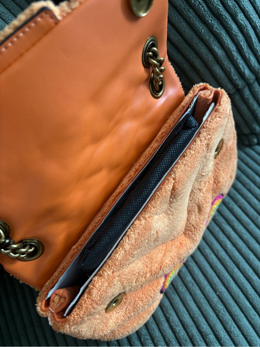 Kurt Geiger Peach Rainbow Embroidered Shoulder Bag - Picture 4 of 4